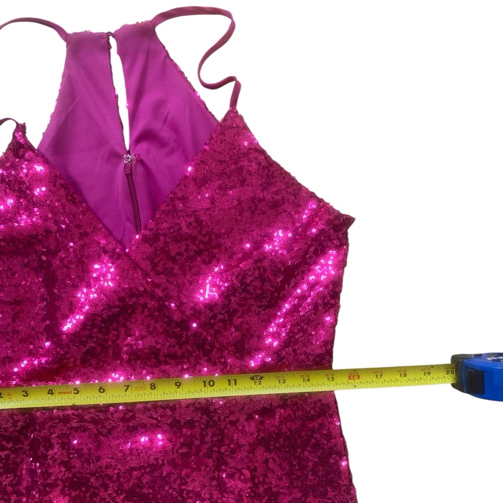 Lulus Hilaria Fuchsia Sequin Bodycon Mini Dress Size L Pink Party Cocktail - Picture 10 of 13
